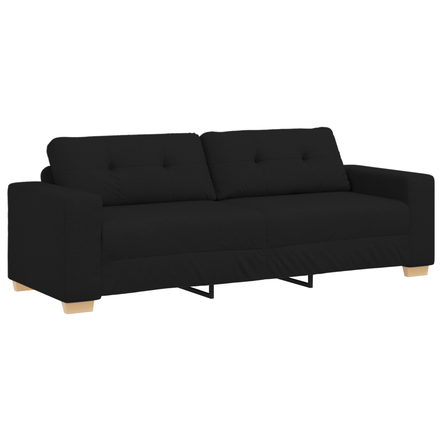 Set di divani con cuscino con cuscino 3 pcs Nero Tessuto