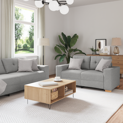 Set di divani con cuscino con cuscino 3 pcs Grigio Tessuto