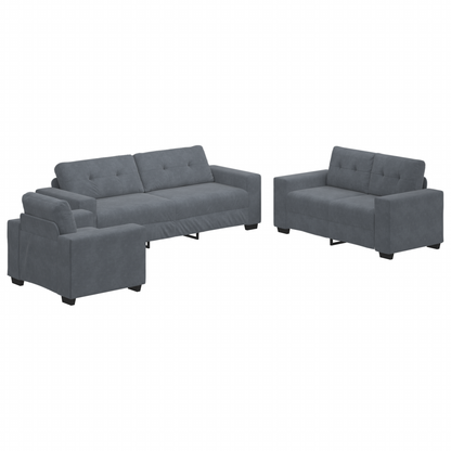 Set di divani con cuscino 3 pcs Grigio 221 x 78 x 80 cm Velluto