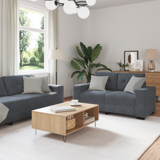 Set di divani con cuscino 3 pcs Grigio 221 x 78 x 80 cm Velluto