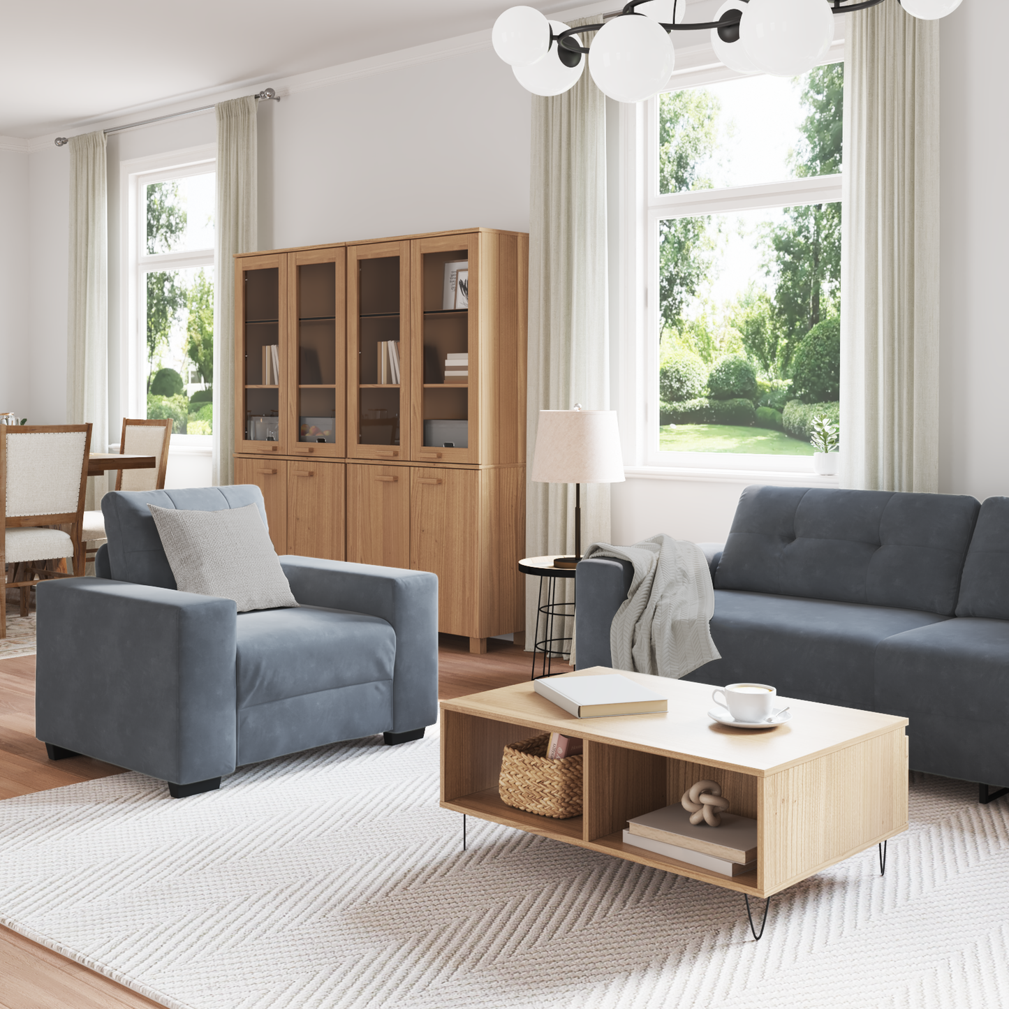 Set di divani con cuscino 3 pcs Grigio 221 x 78 x 80 cm Velluto