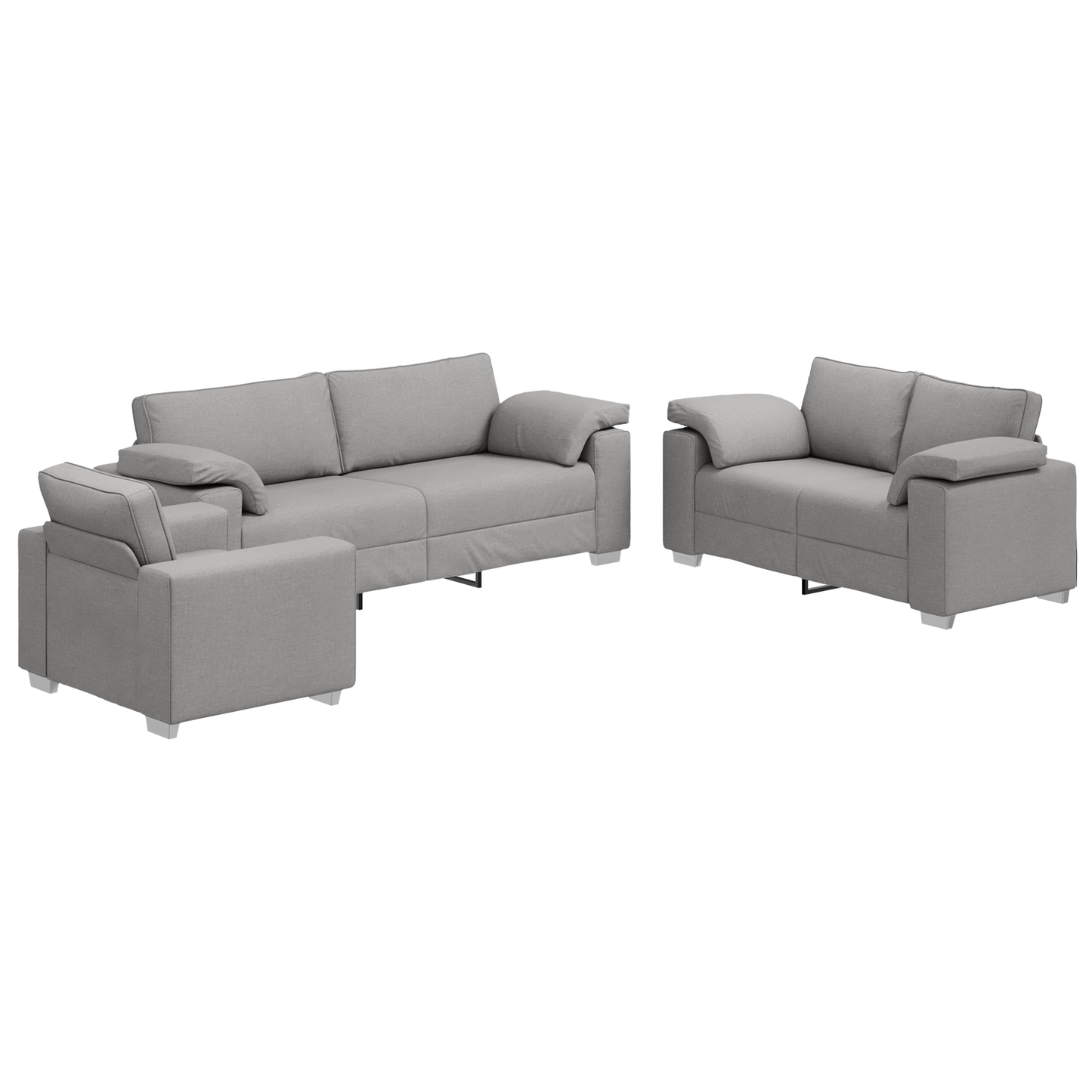 Set di divani con cuscino 3 pcs Grigio 219 x 77 x 82 cm Tessuto