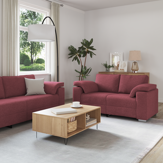 Set di divani 2 pcs Rosso vino 219 x 77 x 82 cm Tessuto