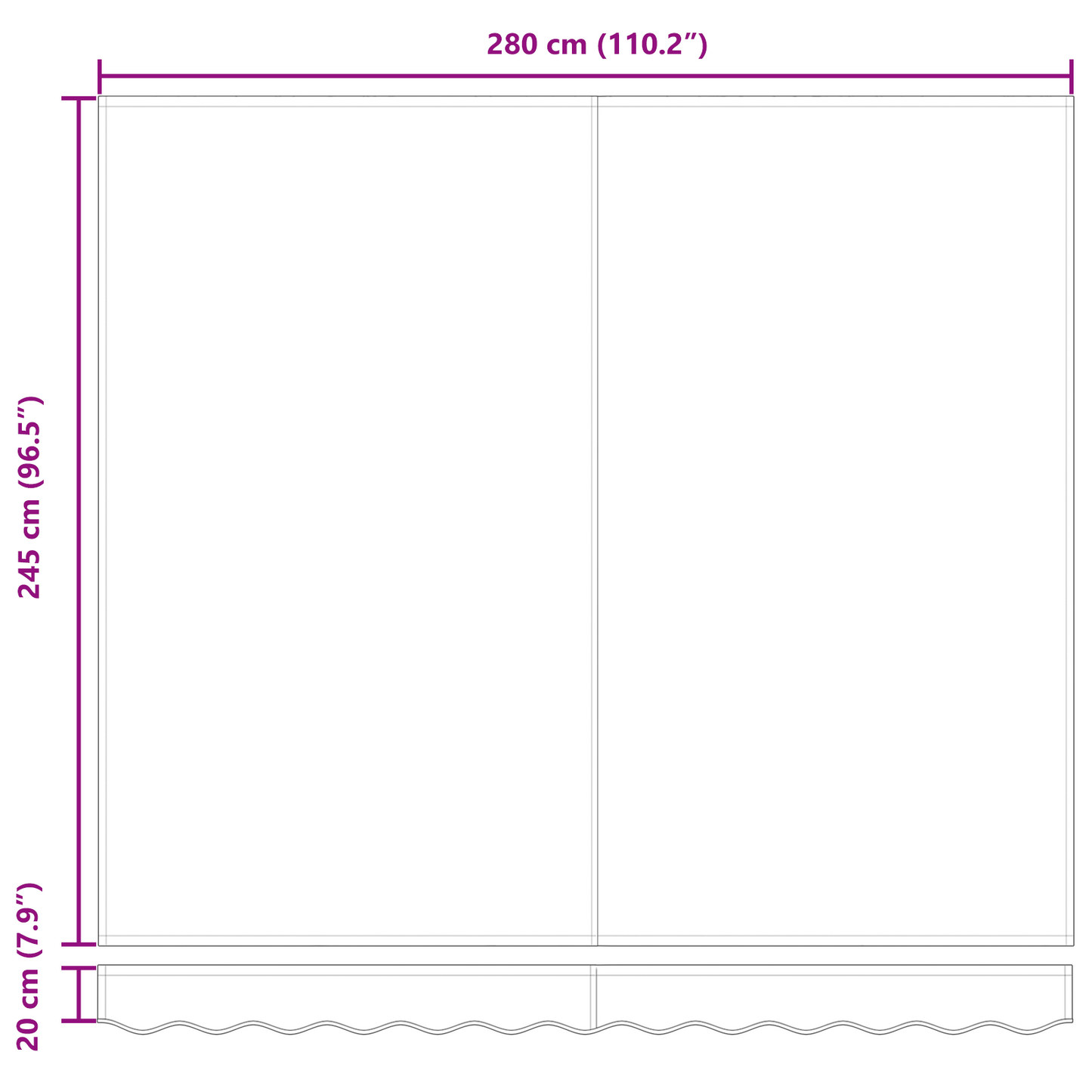 Tenda Retrattile Nero 300 x 250 cm Tessuto e Alluminio