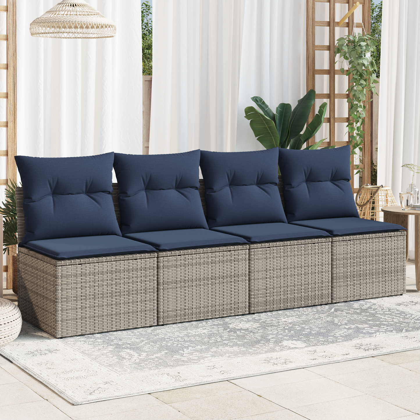| Divano da giardino | Grigio 227 x 62 x 69 cm polyrattan