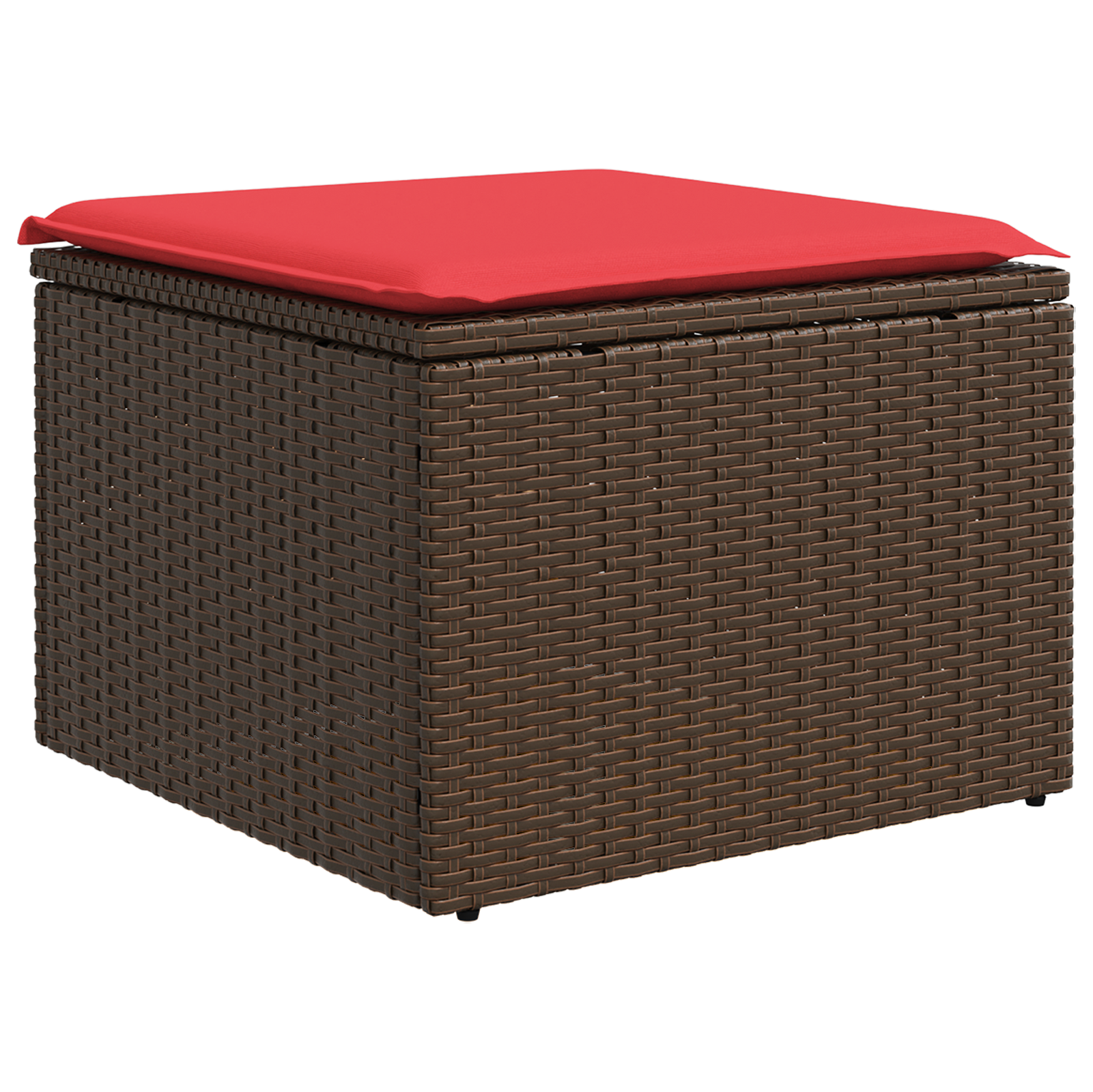 Sgabello da giardino con cuscino marrone 55x55x37 cm in polyrattan | homemem39