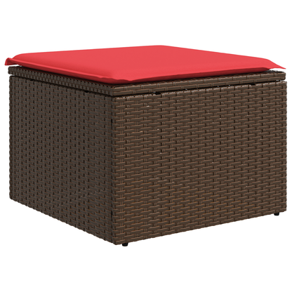 Sgabello da giardino con cuscino marrone 55x55x37 cm in polyrattan | homemem39