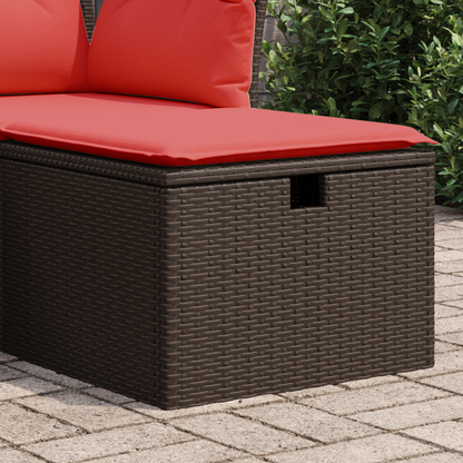 Sgabello da giardino con cuscino marrone 55x55x37 cm in polyrattan | homemem39
