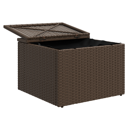 Sgabello da giardino con cuscino marrone 55x55x37 cm in polyrattan | homemem39