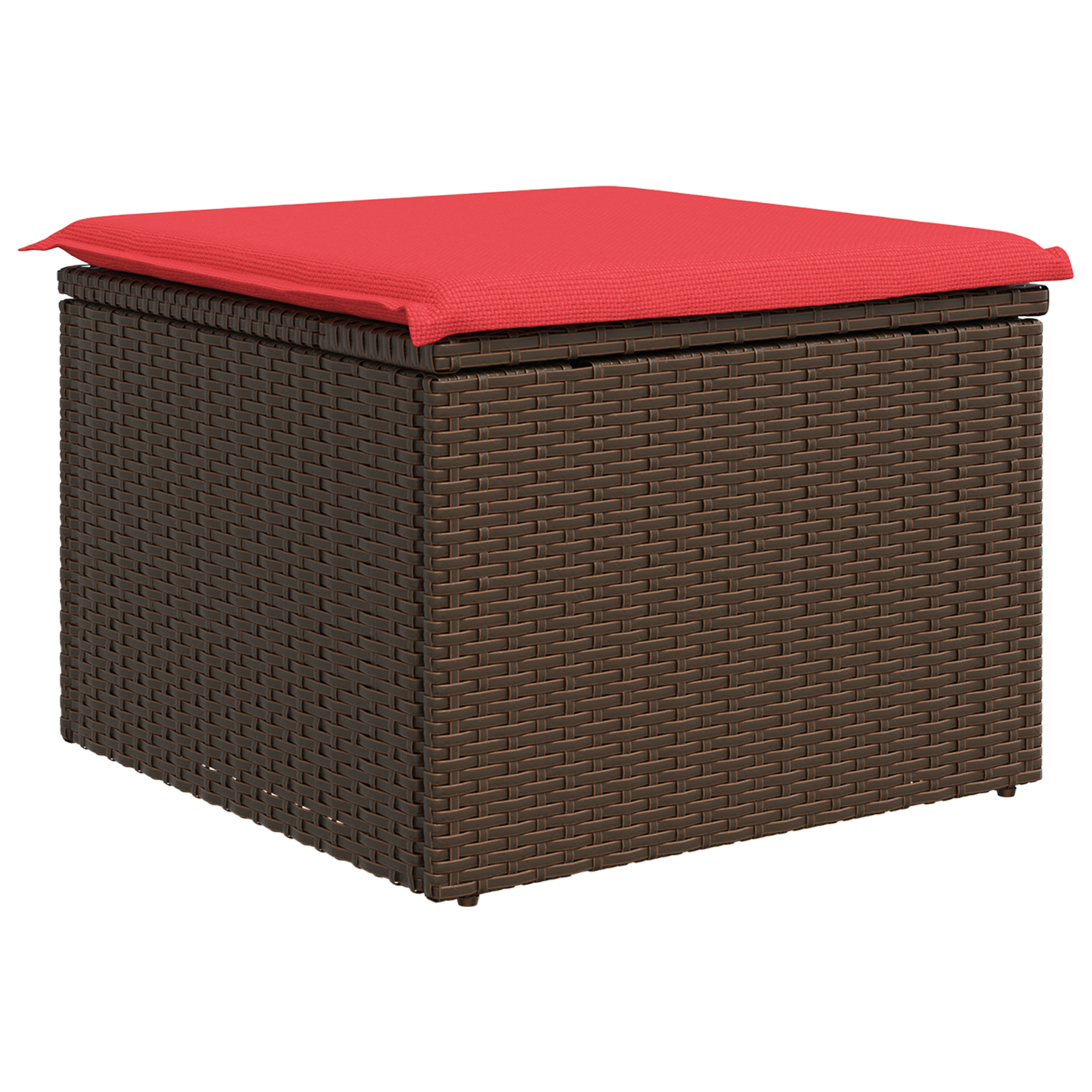 Sgabello da giardino con cuscino marrone 55x55x37 cm in polyrattan | homemem39