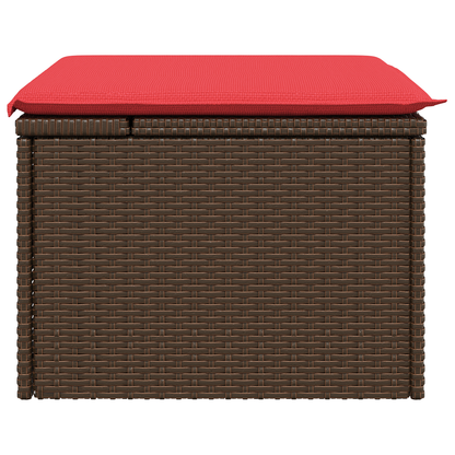 Sgabello da giardino con cuscino marrone 55x55x37 cm in polyrattan | homemem39