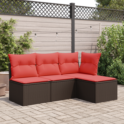 Sgabello da giardino con cuscino marrone 55x55x37 cm in polyrattan | homemem39