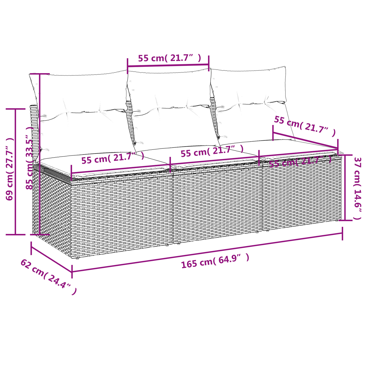 | Divano da giardino | Marrone 165 x 62 x 69 cm Poly Rattan | homemem39