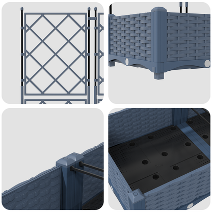 Vaso da Giardino con Trellis Grigio 80 x 40 x 125.5 cm PP