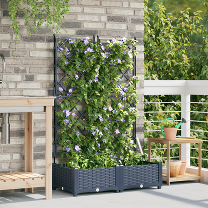Vaso da Giardino con Trellis Grigio 80 x 40 x 125.5 cm PP