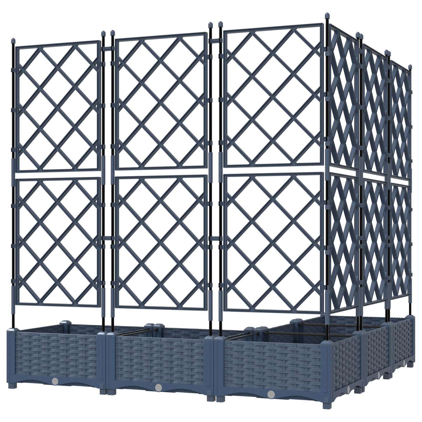 Vaso da Giardino con Trellis 5 pcs Grigio 120 x 120 x 125.5 cm
