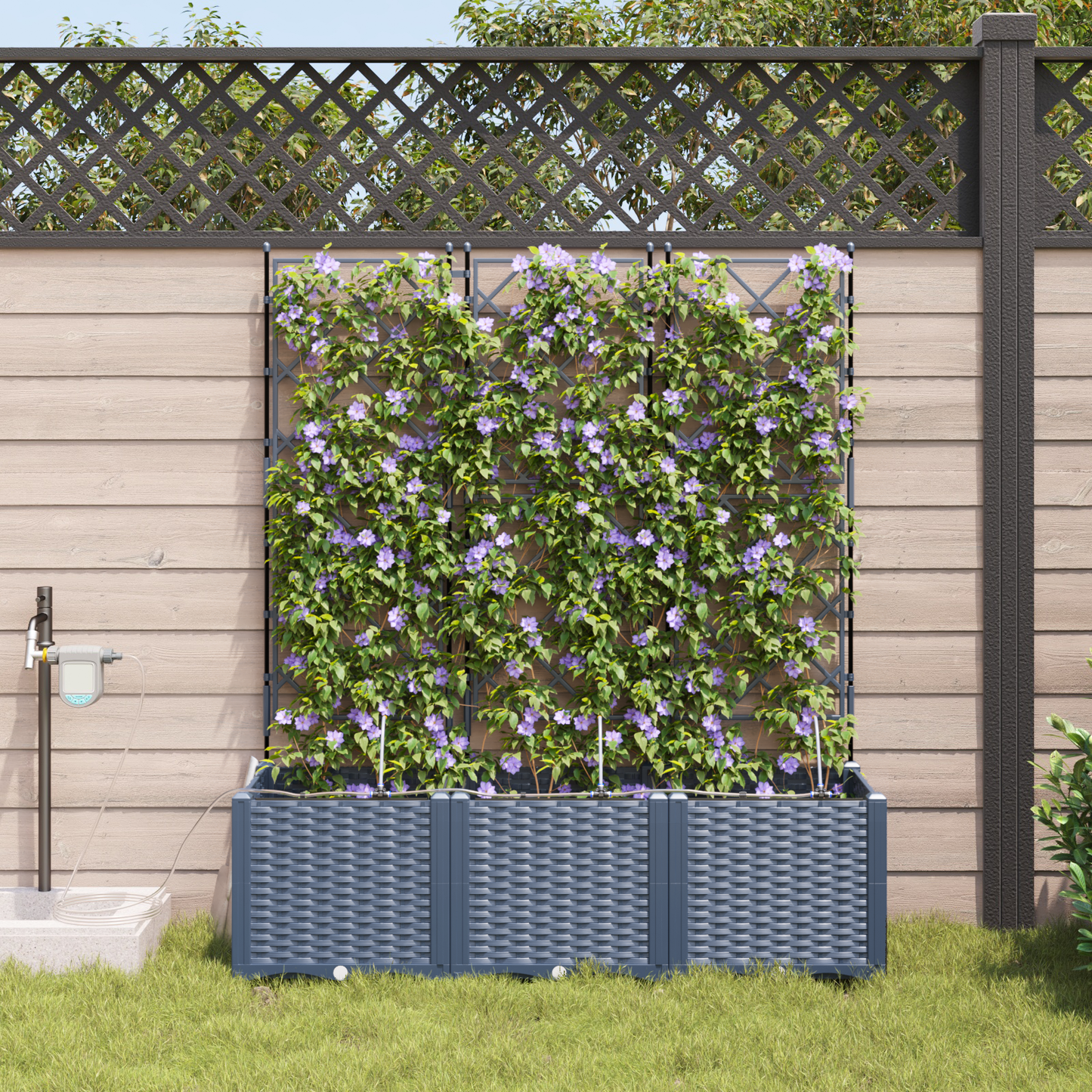 Vasi da giardino Grigio 120 x 40 x 142 cm Acciaio