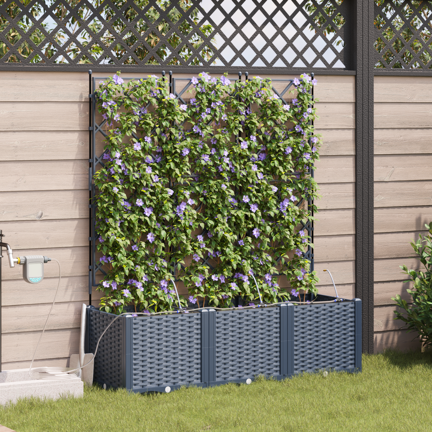 Vasi da giardino Grigio 120 x 40 x 142 cm Acciaio