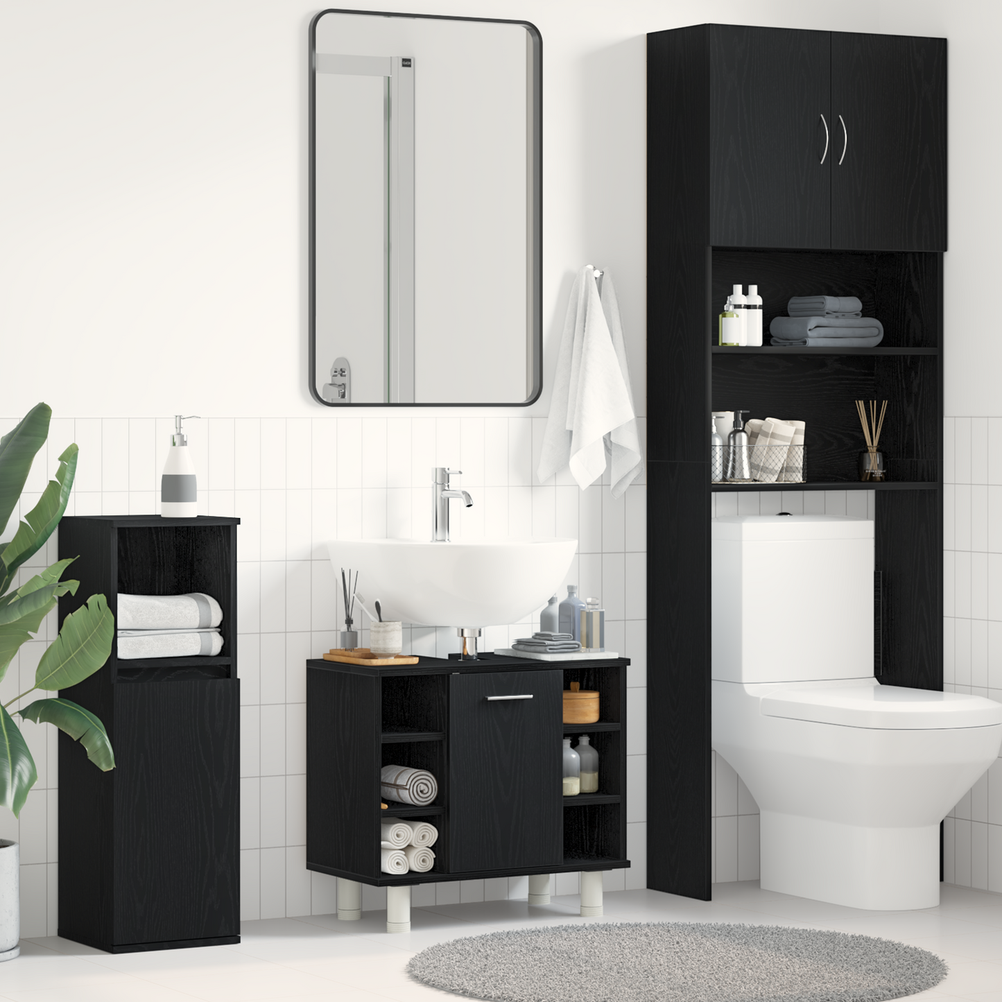 Mobile da Bagno Rovere Nero 60 x 32 x 54 cm | homemem39
