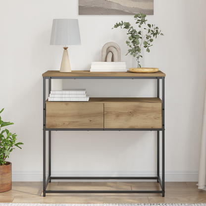 Tavolo Consolle con cassetto rovere artigianale 75 x 40 x 75 cm