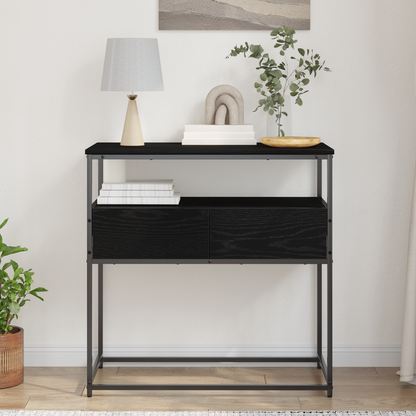 Tavolo Consolle con cassetto Rovere nero 75 x 40 x 75 cm