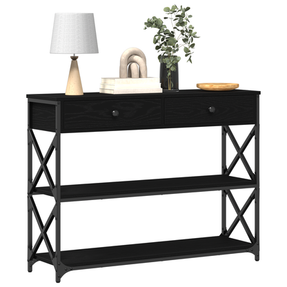Tavolo Consolle con cassetto Rovere nero 100 x 28 x 75 cm | homemem39