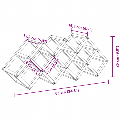 Portabottiglie Nero 63 x 16.5 x 25 cm