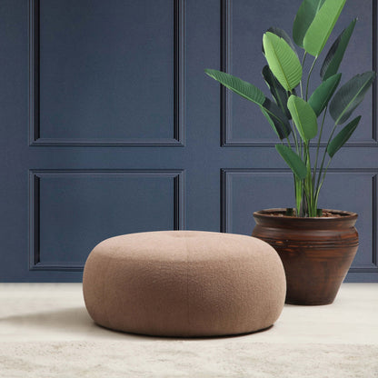 Pouf in Tessuto di Poliestere Bianco con Struttura in Legno di Faggio. - homemem39