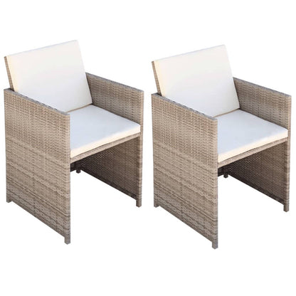 Sedie da Giardino 2 pz con Cuscini in Polyrattan Beige - homemem39