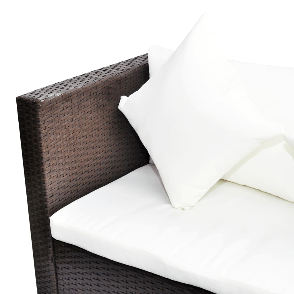 Set Divani da Giardino 4 pz con Cuscini in Polyrattan Marrone - homemem39