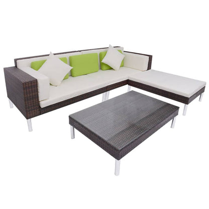 Set Divani da Giardino 4 pz con Cuscini in Polyrattan Marrone - homemem39