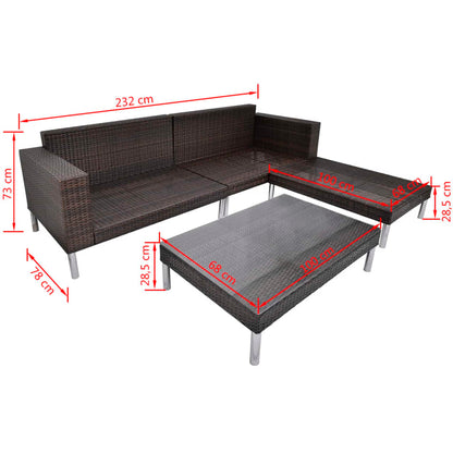 Set Divani da Giardino 4 pz con Cuscini in Polyrattan Marrone - homemem39