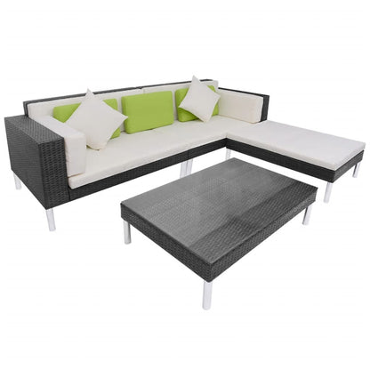 Set Divani da Giardino 4 pz con Cuscini in Polyrattan Nero - homemem39