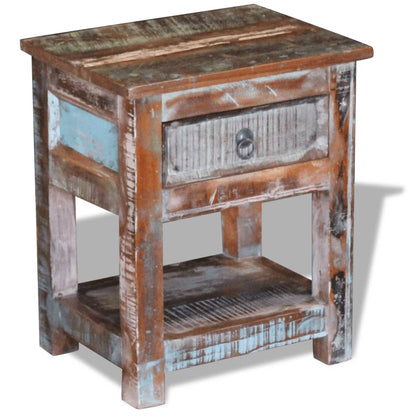 Tavolino con 1 Cassetto Legno Massello di Recupero 43x33x51 cm - homemem39