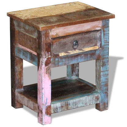Tavolino con 1 Cassetto Legno Massello di Recupero 43x33x51 cm - homemem39