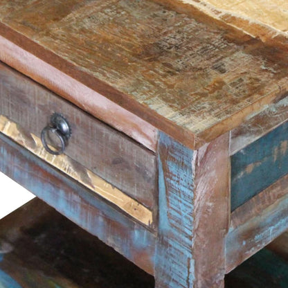 Tavolino con 1 Cassetto Legno Massello di Recupero 43x33x51 cm - homemem39