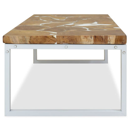 Tavolino da Caffè in Legno di Teak e Resina 110x60x40 cm - homemem39