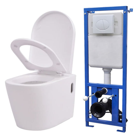 WC a Muro con Sciacquone Nascosto in Ceramica Bianco - homemem39