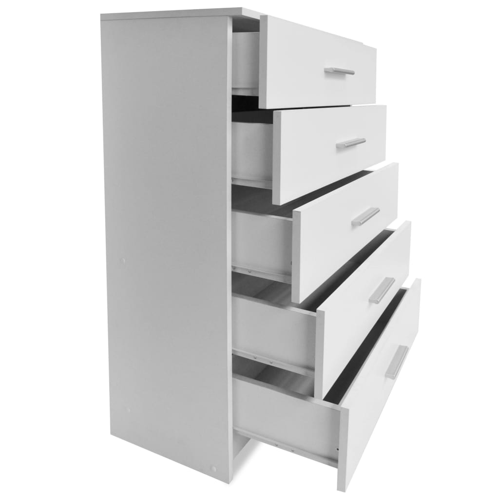 Cassettiera in Truciolato 71x35x106 cm Bianca - homemem39