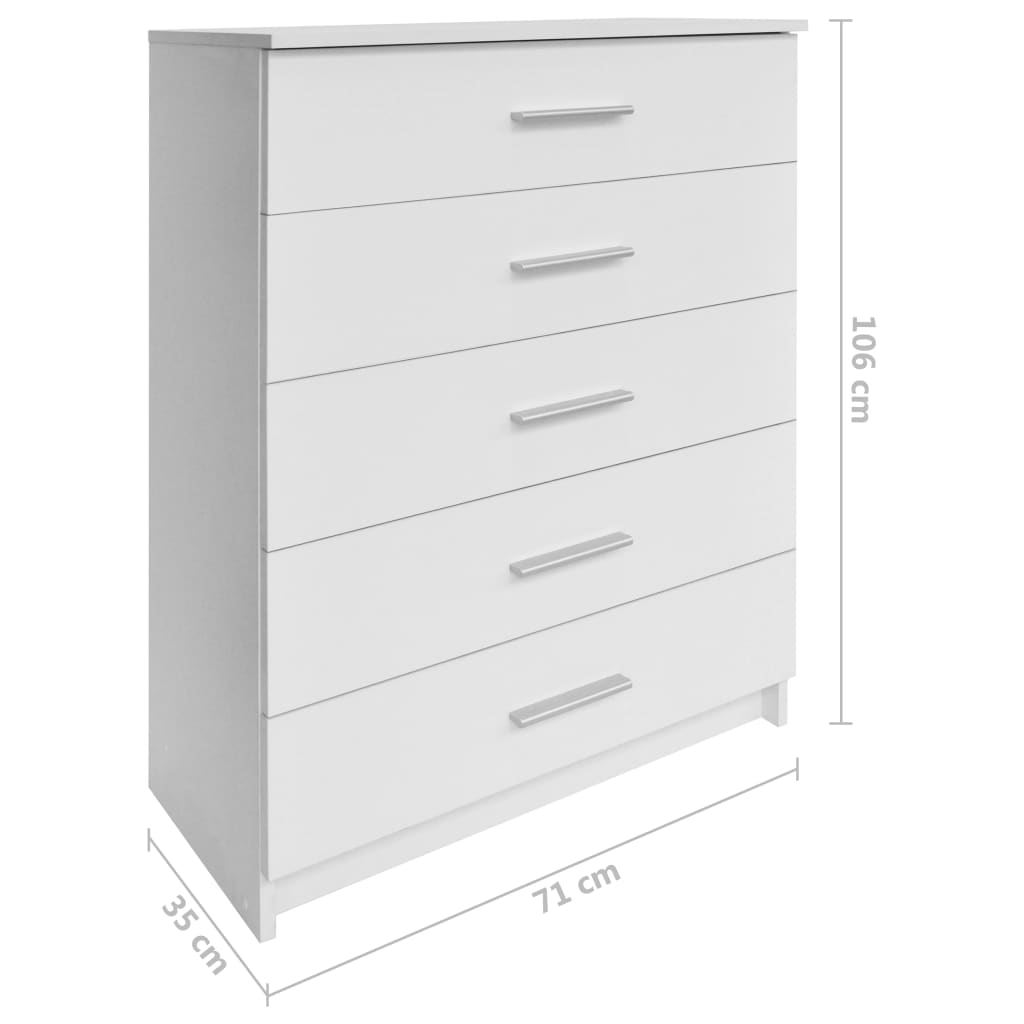 Cassettiera in Truciolato 71x35x106 cm Bianca - homemem39