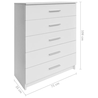 Cassettiera in Truciolato 71x35x106 cm Bianca - homemem39