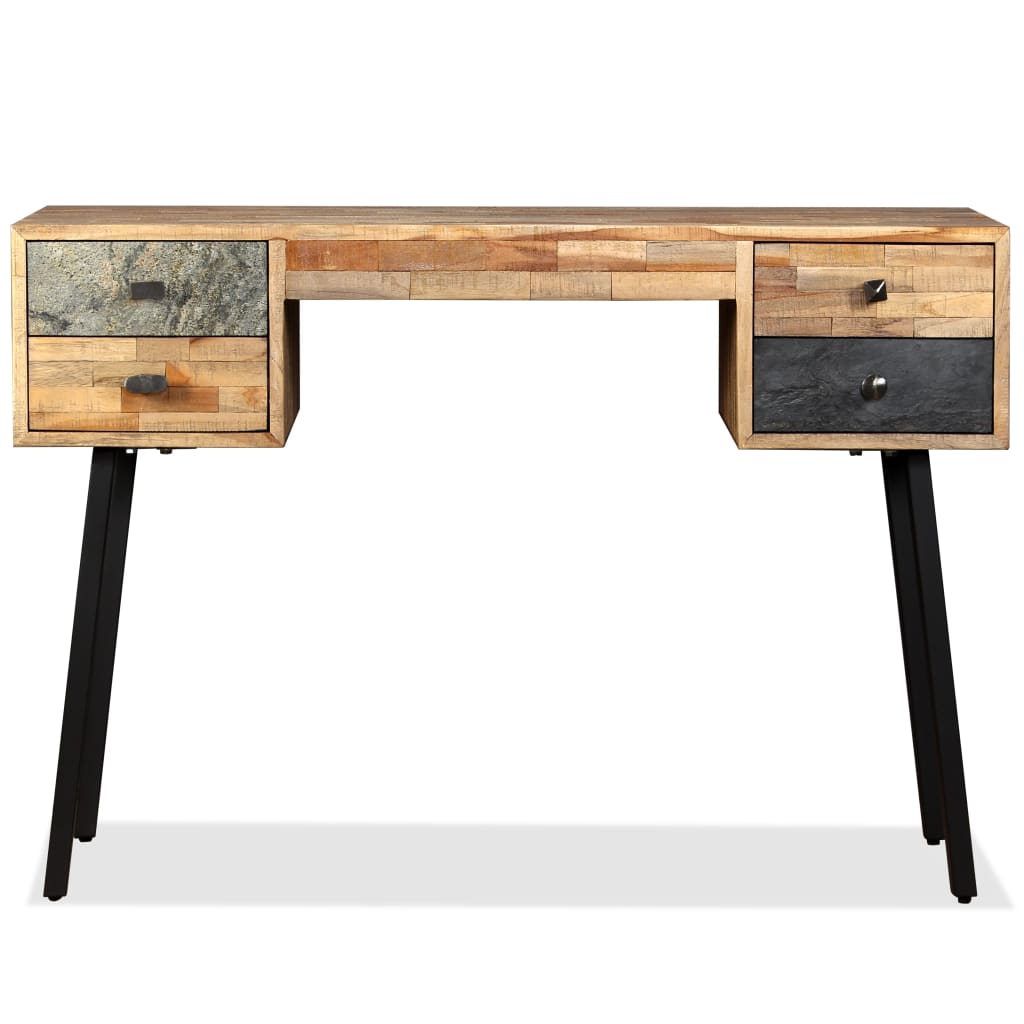 Scrivania in Legno Massello di Teak Rigenerato 110x50x76 cm - homemem39