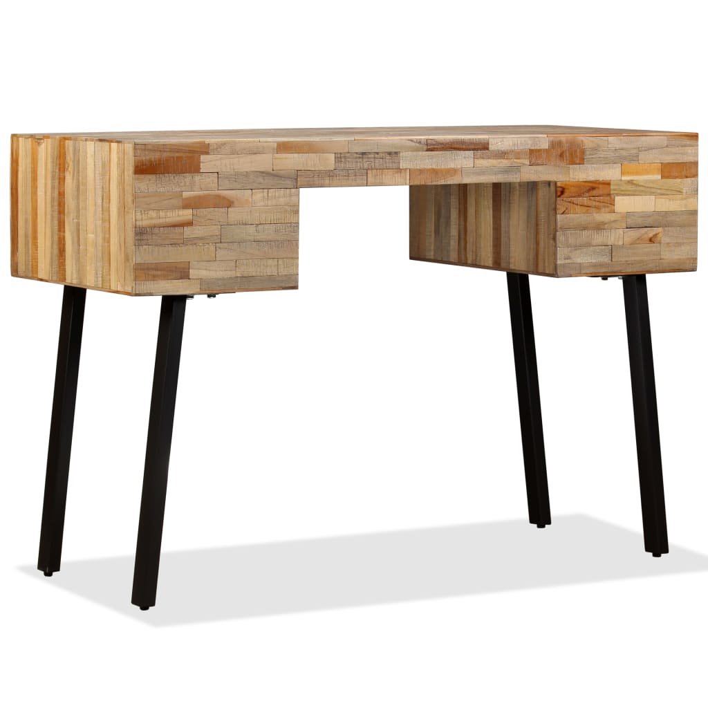 Scrivania in Legno Massello di Teak Rigenerato 110x50x76 cm - homemem39