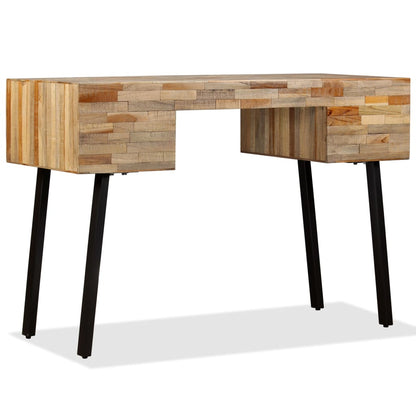 Scrivania in Legno Massello di Teak Rigenerato 110x50x76 cm - homemem39