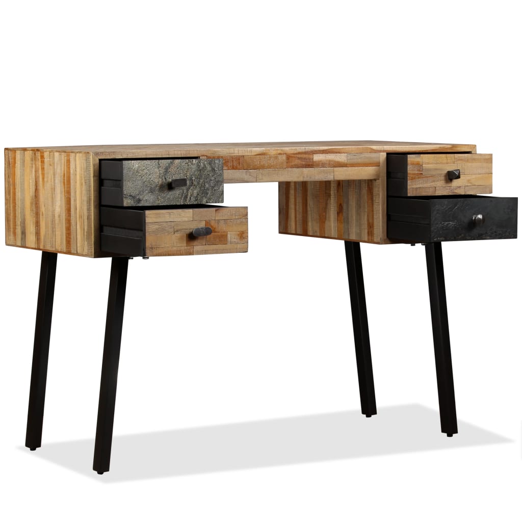 Scrivania in Legno Massello di Teak Rigenerato 110x50x76 cm - homemem39