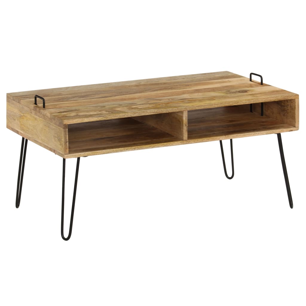 Tavolino da Caffè in Legno Massello di Mango 100x60x45 cm - homemem39
