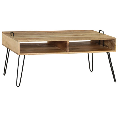 Tavolino da Caffè in Legno Massello di Mango 100x60x45 cm - homemem39
