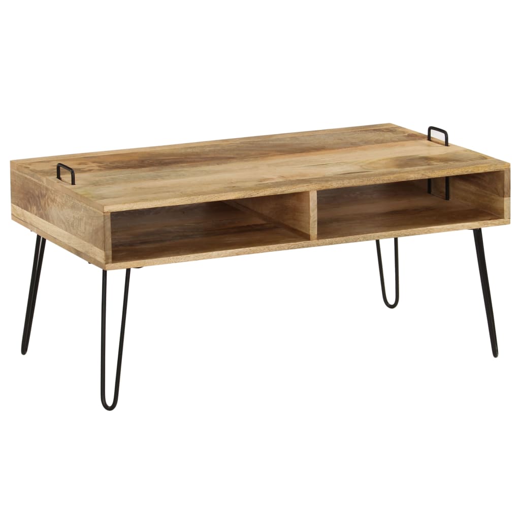 Tavolino da Caffè in Legno Massello di Mango 100x60x45 cm - homemem39