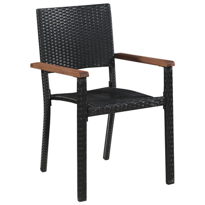 Set da Pranzo da Giardino 7 pz in Polyrattan e Acacia Nero - homemem39