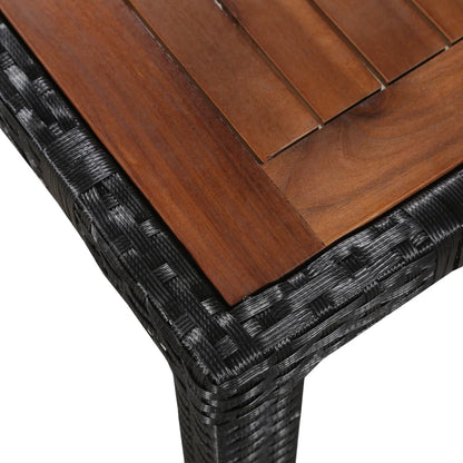 Set da Pranzo da Giardino 7 pz in Polyrattan e Acacia Nero - homemem39